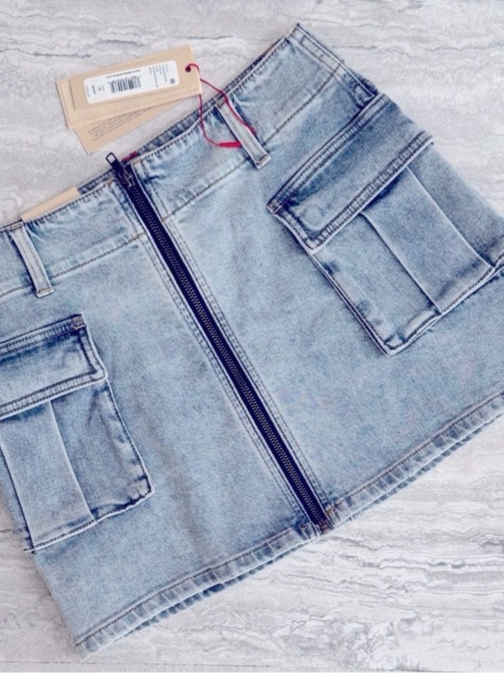 ALICE + OLIVIA Denim Cargo Mini Skirt